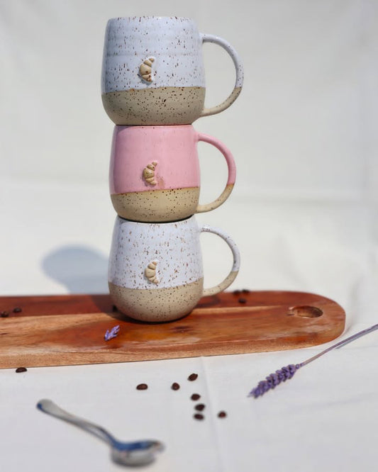 Mok Keramiek Croissant Wit Gespikkeld/Lichtroze