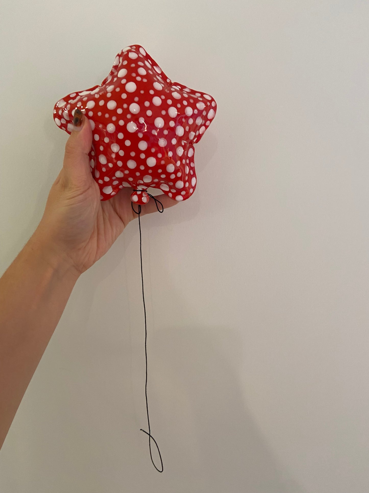 Keramieken Ballon Mini-Hartje multi color Met Stippen