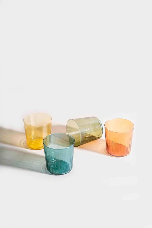 Gekleurde set glazen Clover (set van 4)