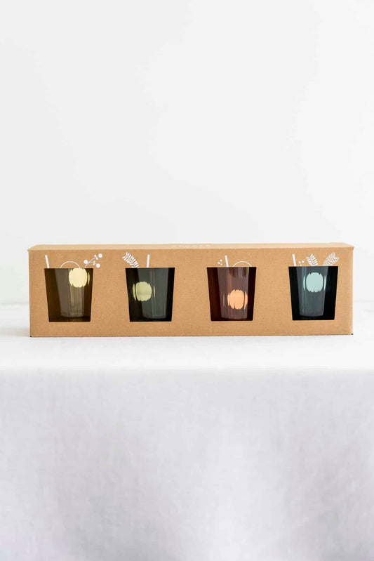 Gekleurde set glazen Clover (set van 4)