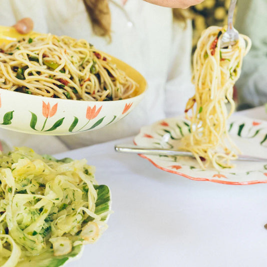 Saladekom Serving Dish 33 cm Fan Fan Tulpen Geel Rood Groen