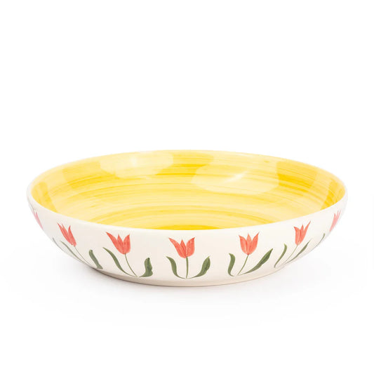 Saladekom Serving Dish 33 cm Fan Fan Tulpen Geel Rood Groen