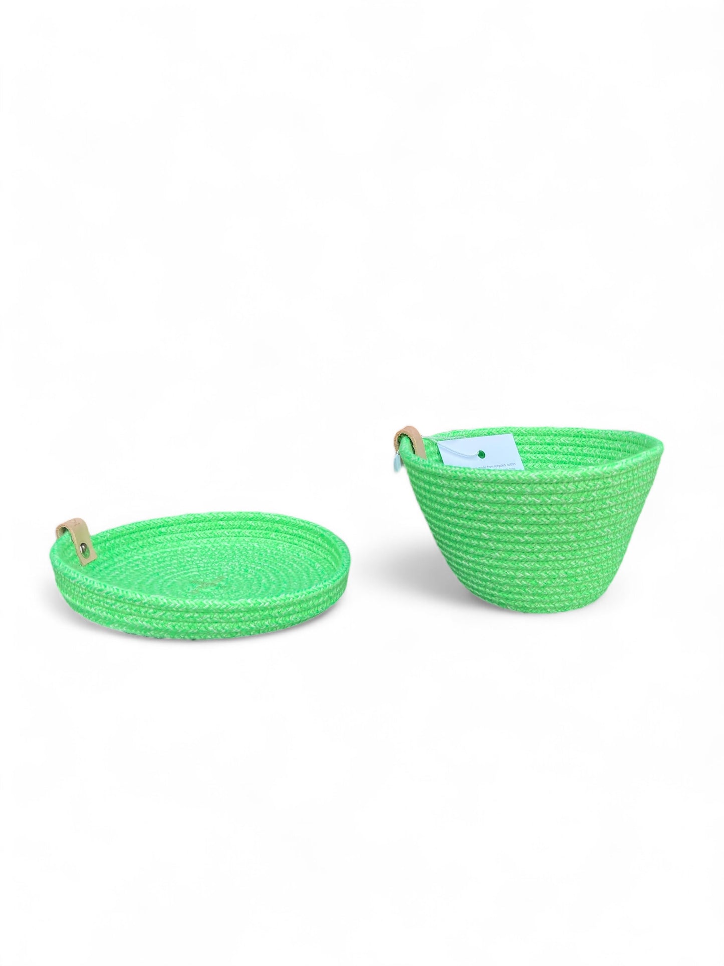 Mandje Mini bowl Gewoven Katoen Fluo Groen Low