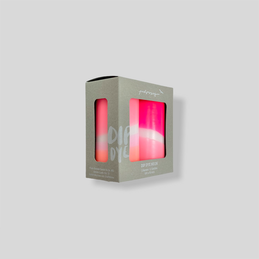 Kaars Neon Dip-Dye kort - Flamingo Feathers (set van 2)