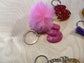 Sleutelhanger Letter + Bloemen/Glitter/Kleur