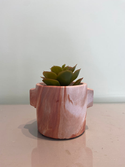 Bloempot marble roze - Marapot 4 ros groot