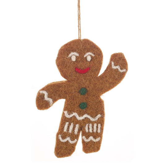 Vilten Kersthanger - Gingerbread Peperkoeken Man- Rood - Handgemaakt