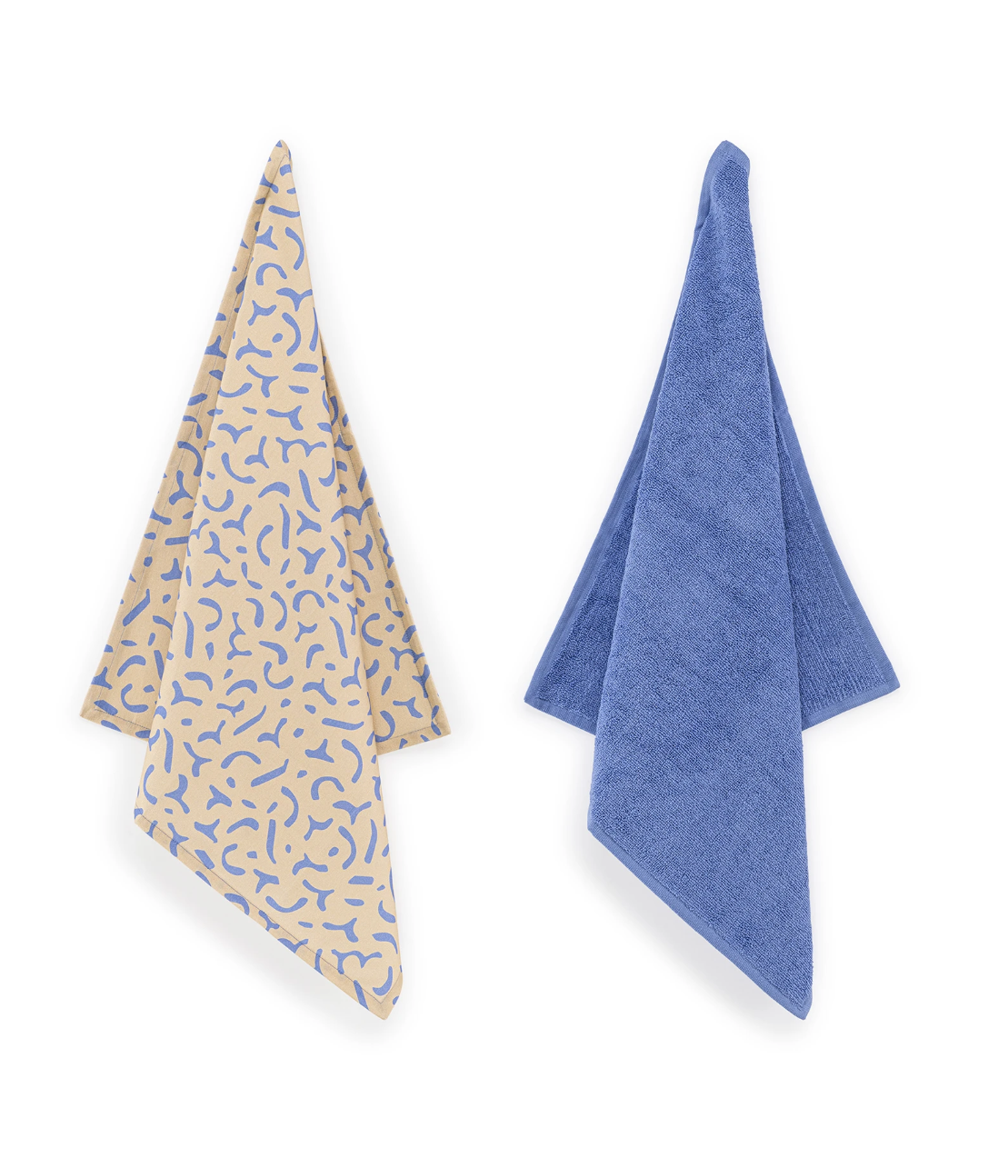 Theedoek en Handdoek Set Clean Fun Spots Blauw Beige