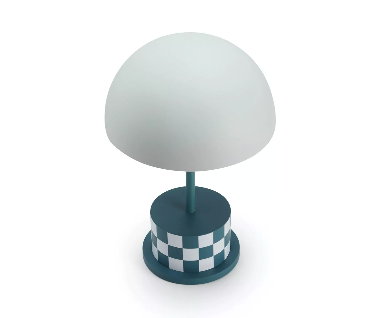 Tafellamp Draadloos LED turquois/blauwgroen ruitjes checkered USB-oplaadbaar