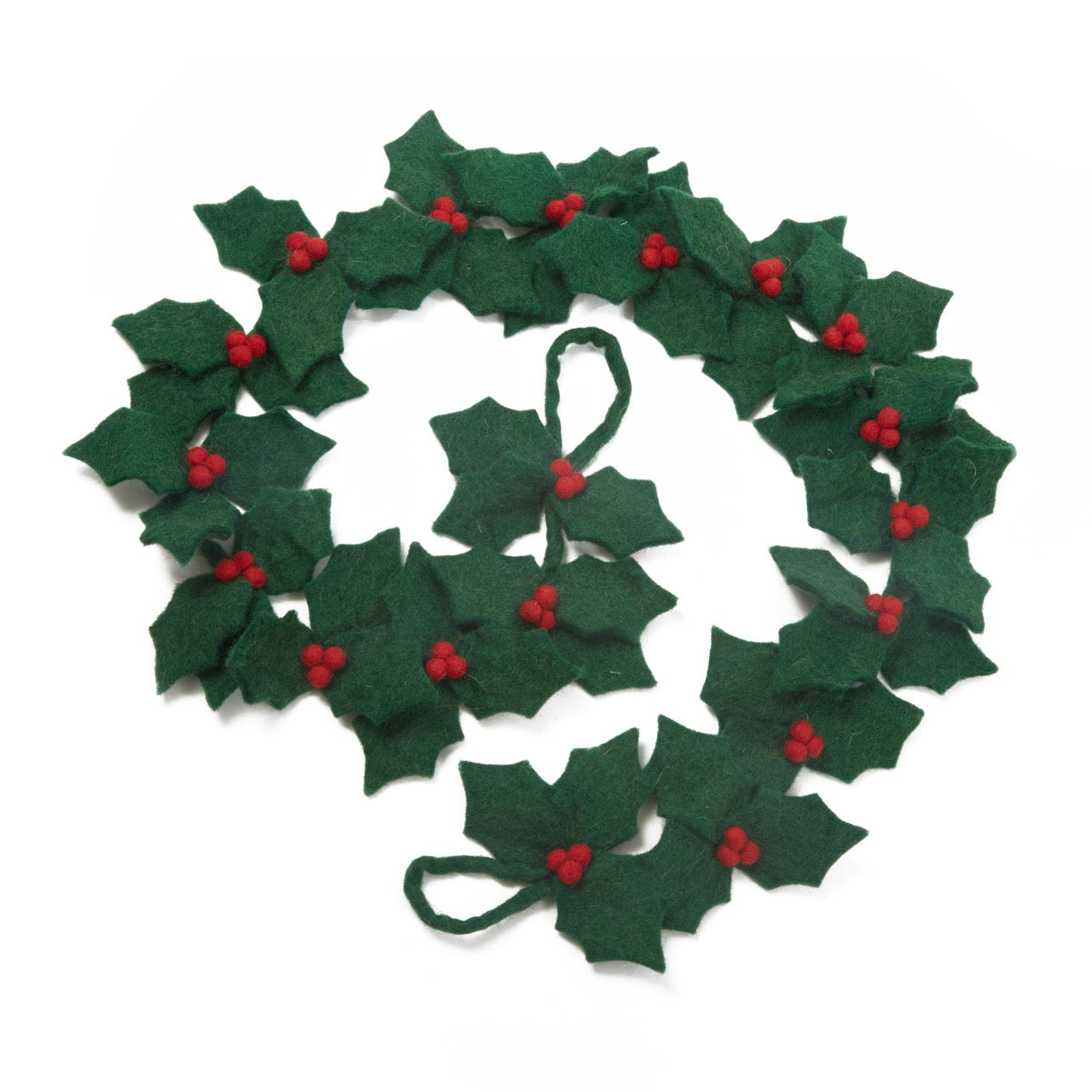 Vilten Kerstboom Slinger - Garland Mistletoe Ivy Hulst Groen - Handgemaakt