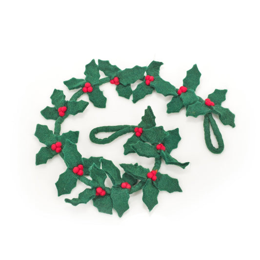 Vilten Kerstboom Slinger - Garland Mistletoe Ivy Hulst Groen - Handgemaakt