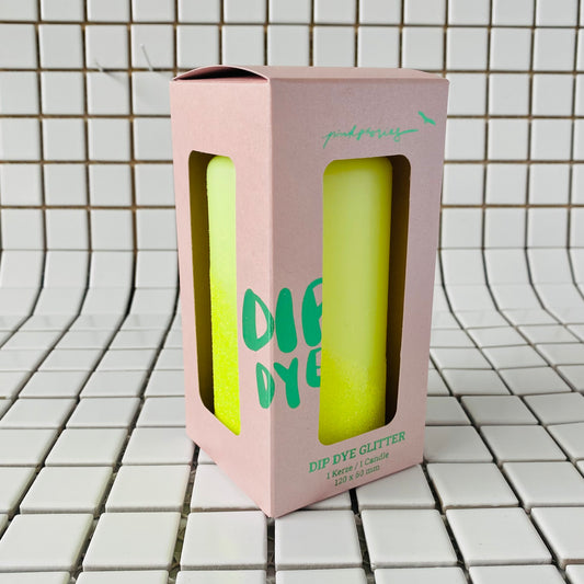 Kaars Kort Glitter Geel