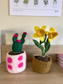 Vilten Roze Cactus met Stippen