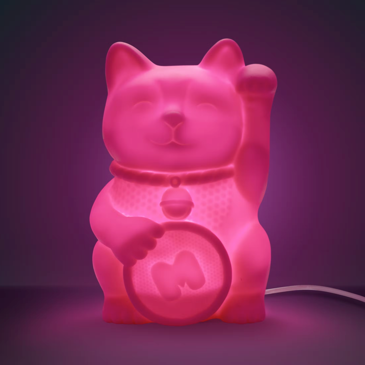 Lucky Cat Pink Lamp led light (batteries or usb)