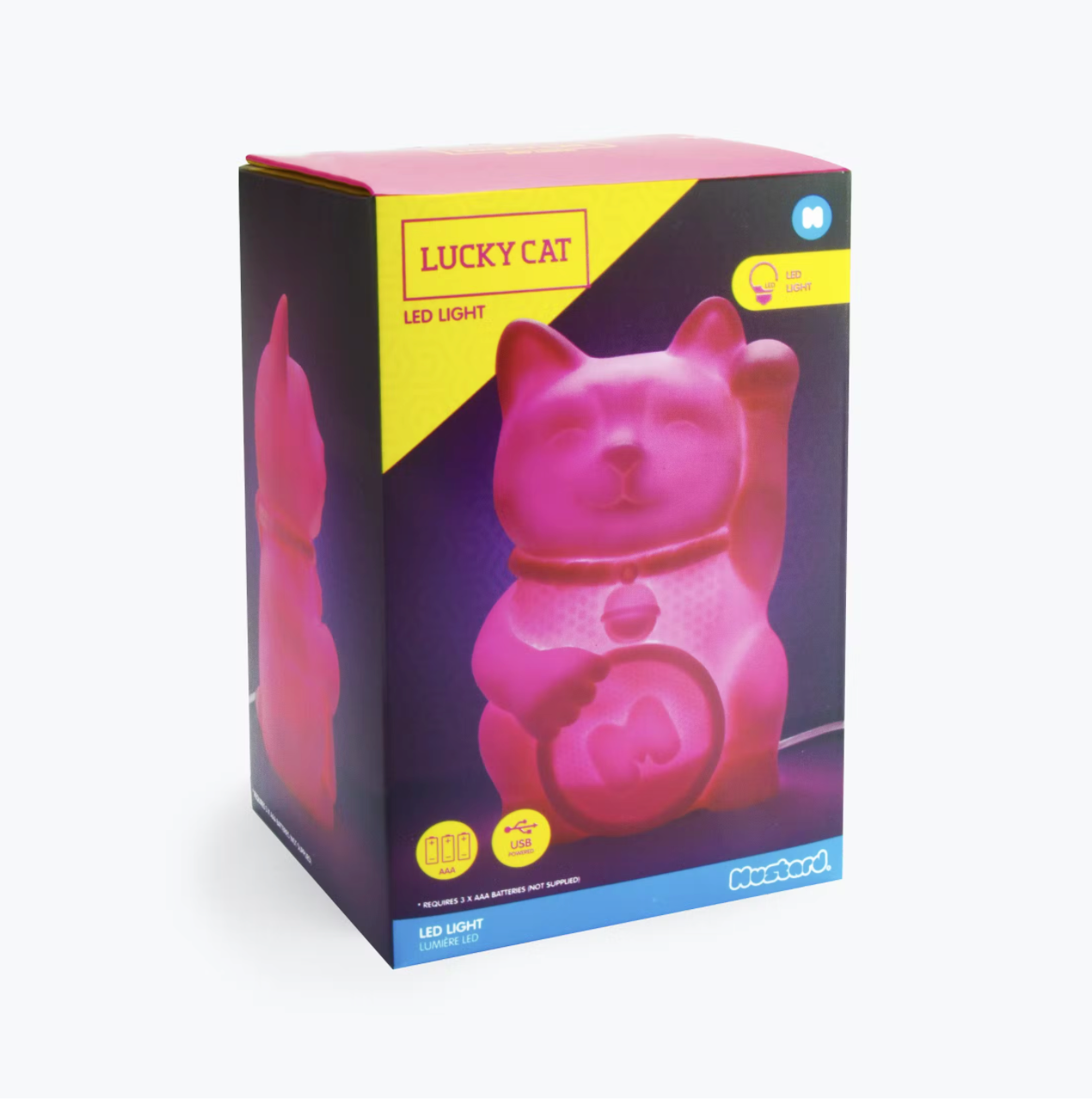 Lucky Cat Pink Lamp led light (batteries or usb)